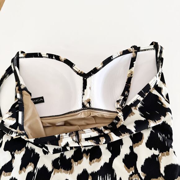 [La Blanca] Animal Print Slimming Ruched Sweetheart Neck One Piece Swimsuit 16 - Picture 7 of 12